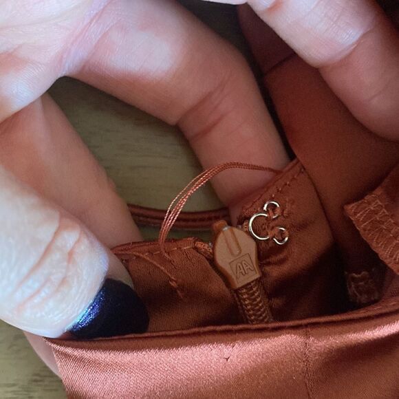 Steele Copper Tie Back Cut Out Slip Maxi Dress with Thigh Split Size Small - Picture 11 of 13